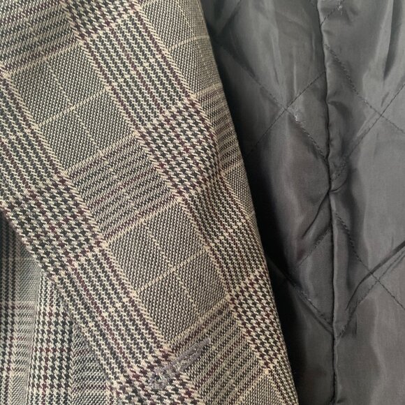 Men’s Grey Plaid Jacket – Trench-Inspired Fit – Size M - Picture 2 of 6